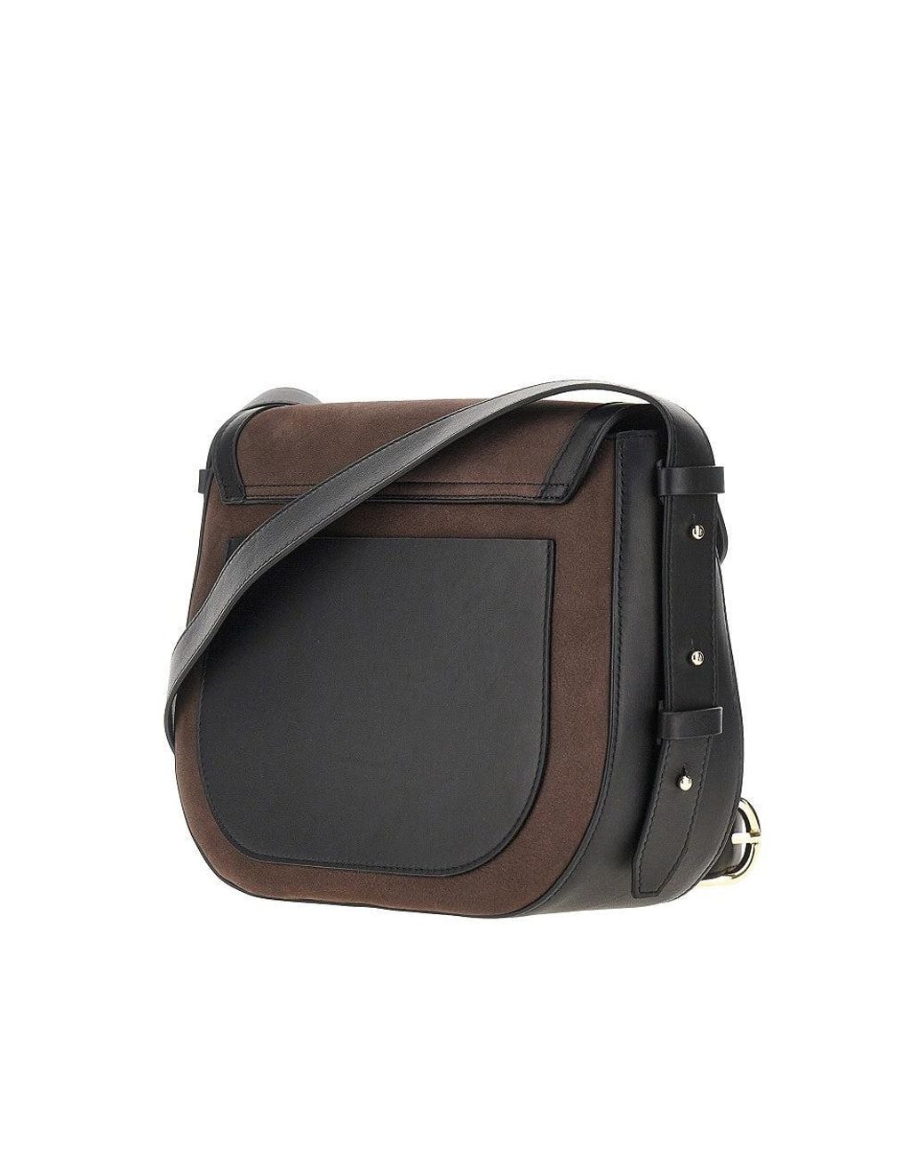 IOEF Brown Nubuck Leather 'Arc' Crossbody Bag