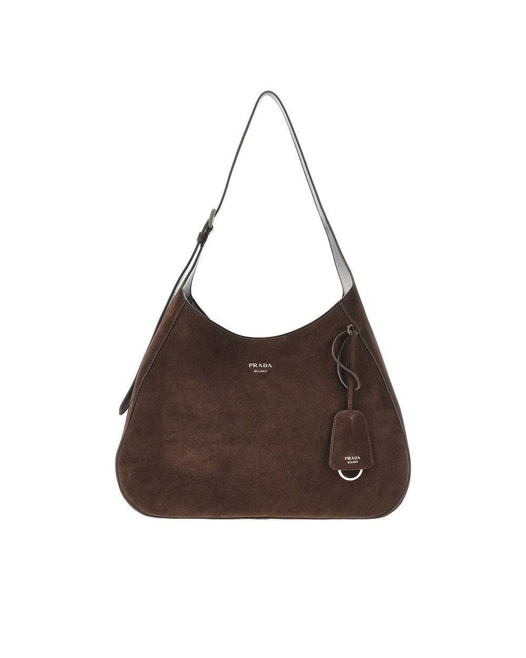 Prada Brown Suede Leather Large Boogie' Bag
