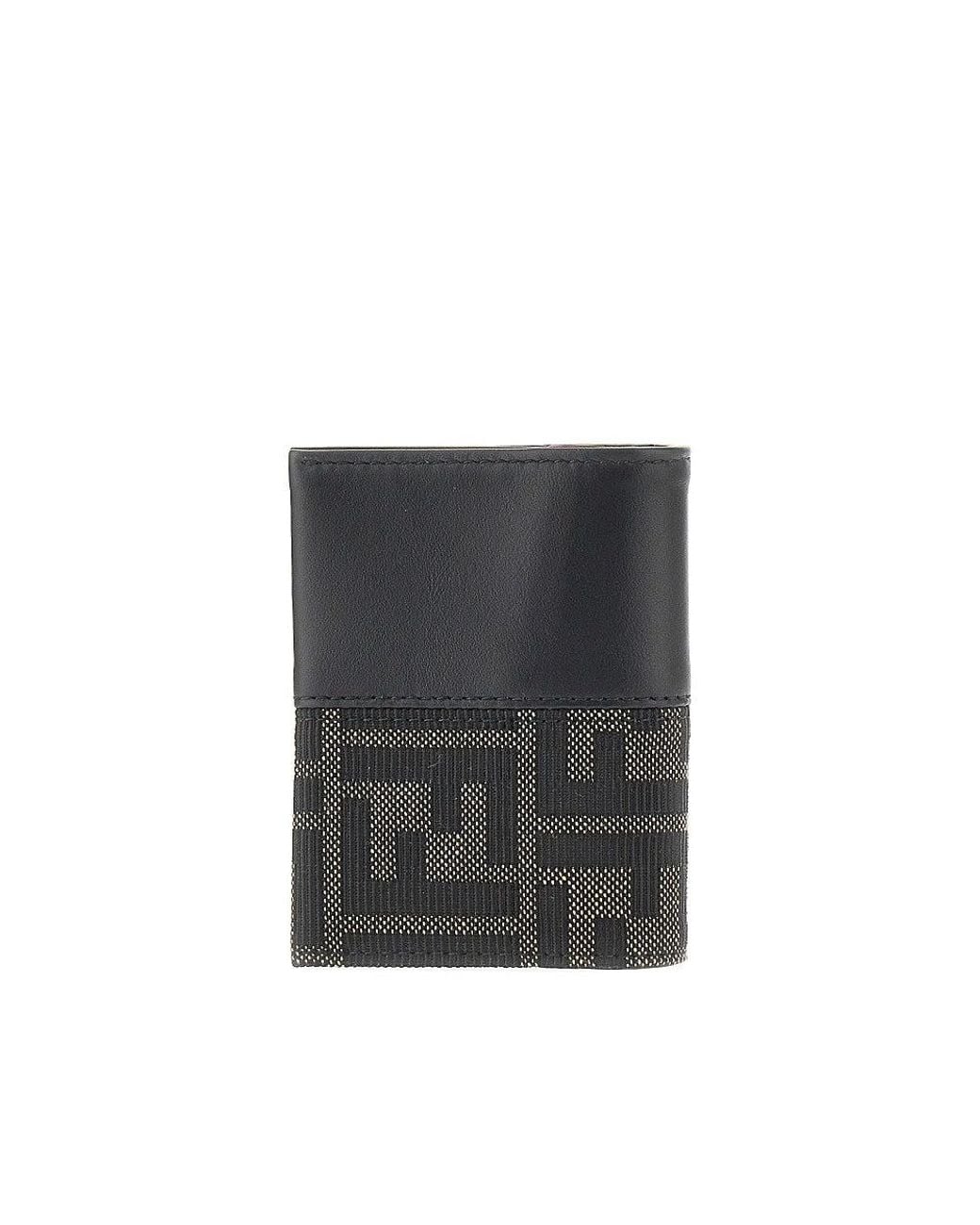 Fendi Black Ff Jacquard Bi-Fold Card Holder for men