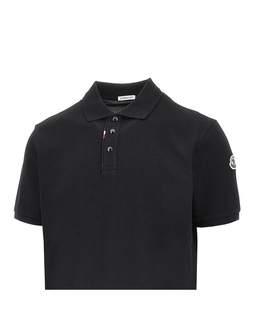 Moncler Black Piquet Polo Shirt for men