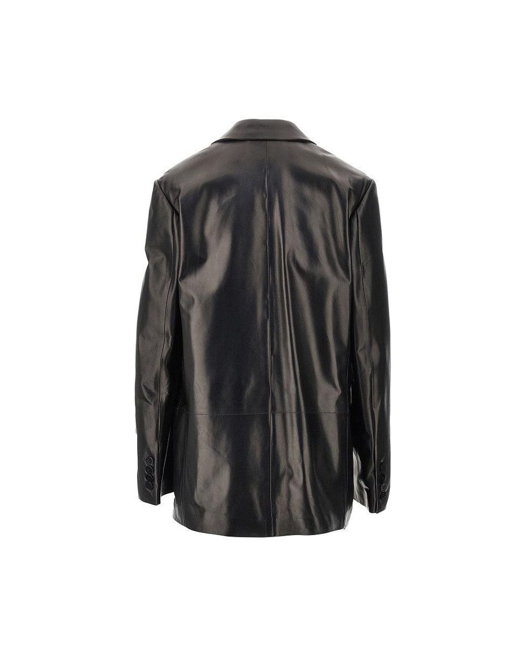 Gucci Black Nappa Leather Double-Breasted Jacket