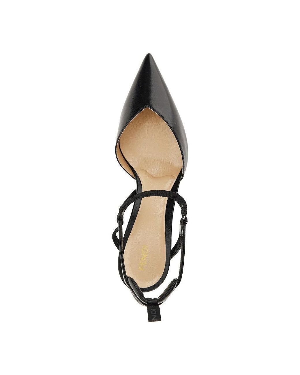 Fendi Black 'Very Colibry' Leather Slingback Pumps 38