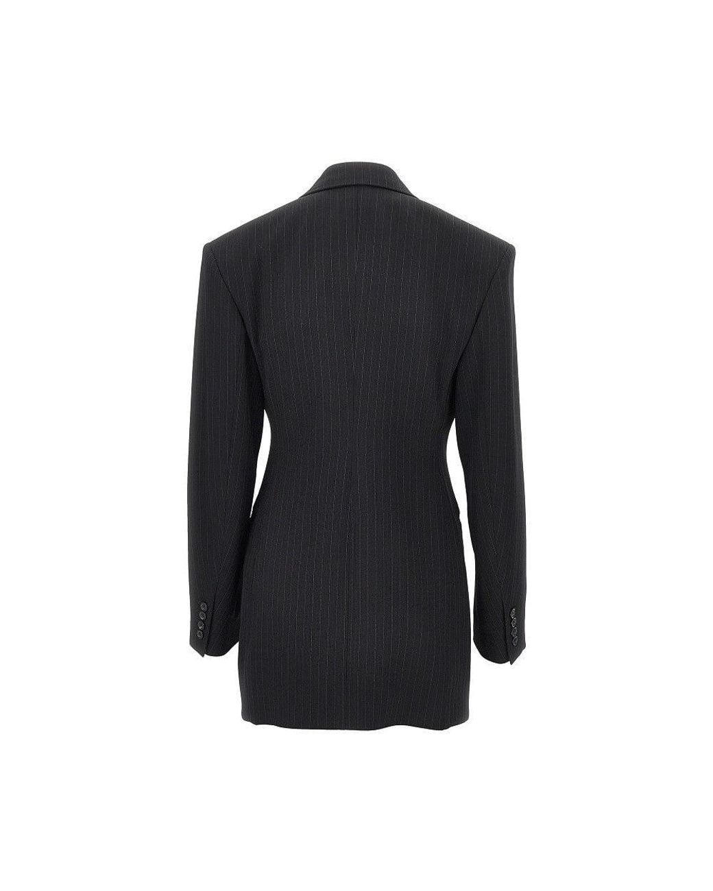 Saint Laurent Black Pinstriped Wool-Blend Double-Breasted Jacket