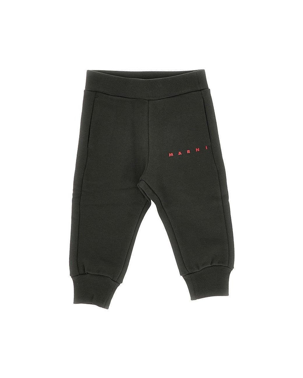 Marni Gray Logo Print Jogging Pants