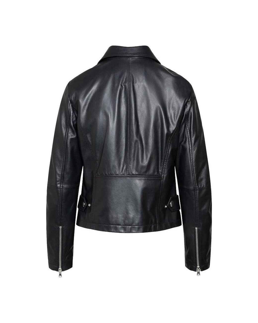 Emporio Armani Leather Biker Jacket in Black | Lyst UK