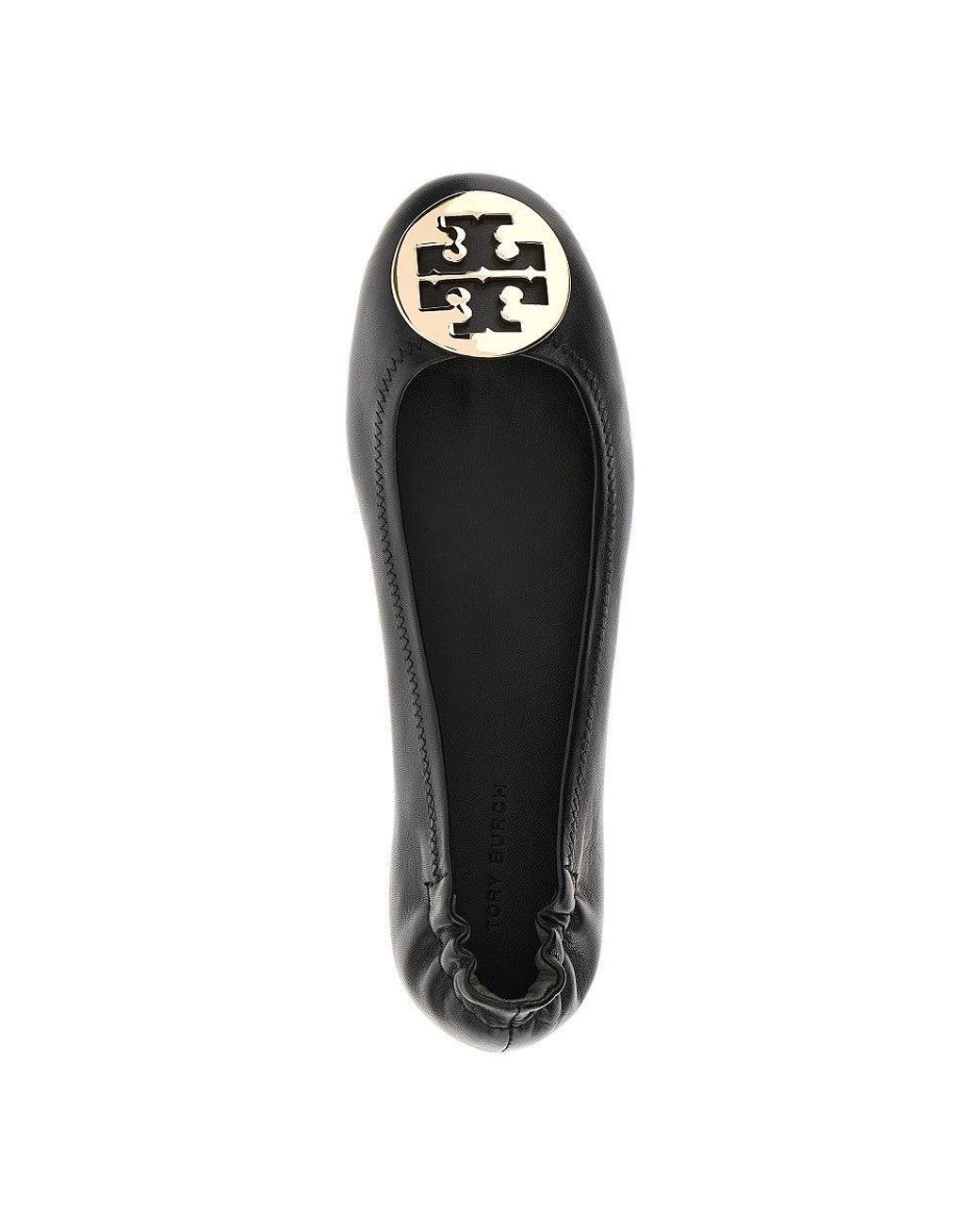 Tory Burch Black 'Minnie' Nappa Leather Ballet Flats
