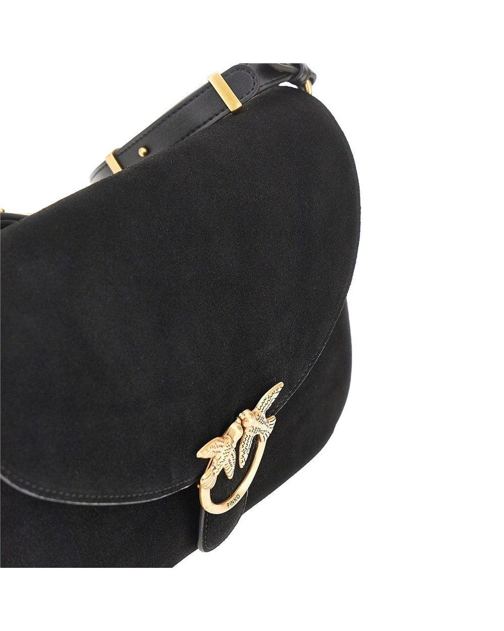 Pinko Black Suede Leather Medium Love Bag Satchel Bag