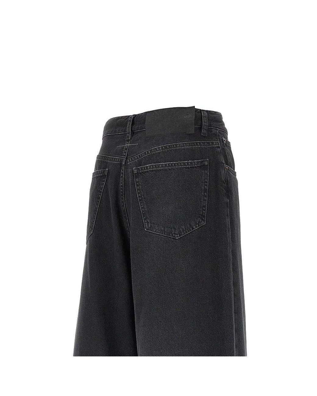MM6 by Maison Margiela Black Oversized Jeans With Drawstring