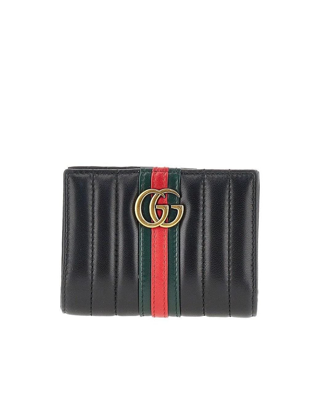 Gucci Gray 'Gg Marmont' Nappa Leather Bi-Fold Wallet