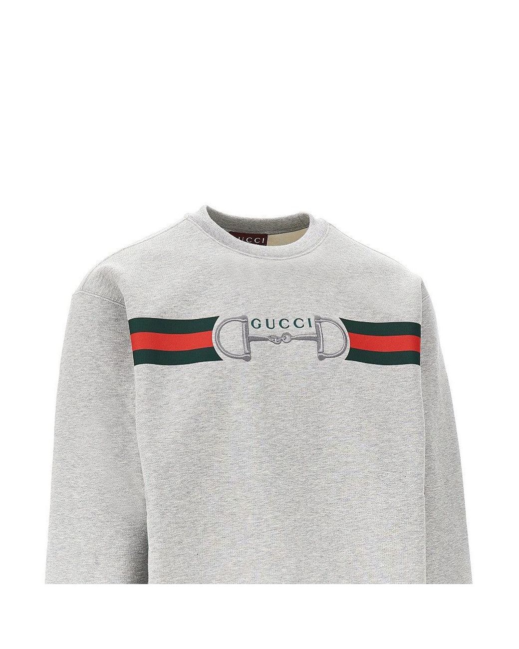 Gucci Gray Printed And Embroidered Sweatshirt for men