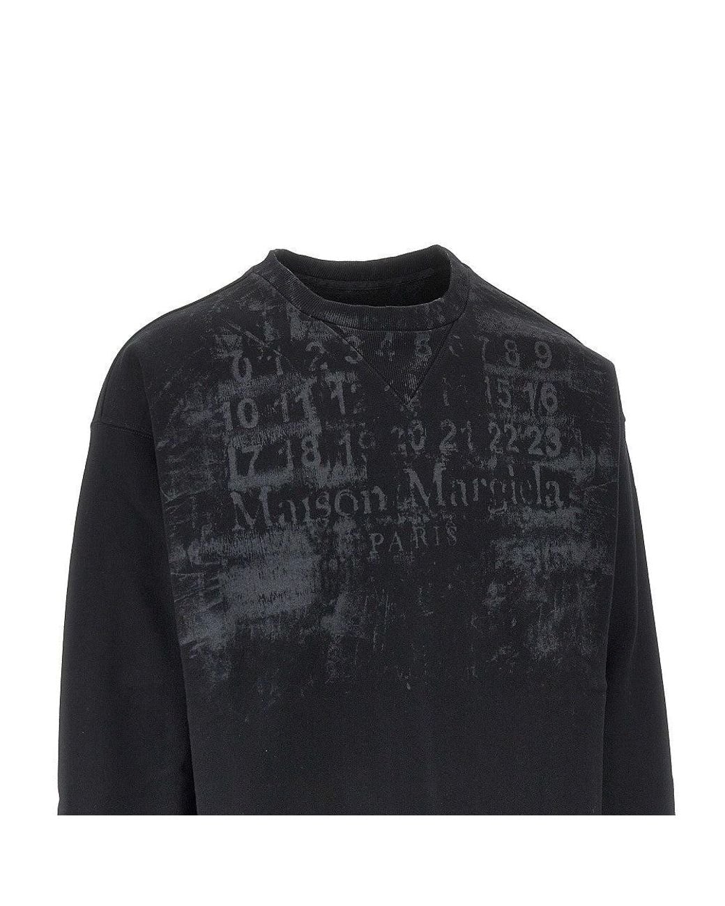 Maison Margiela Black Logo Print Oversized Crewneck Sweatshirt for men