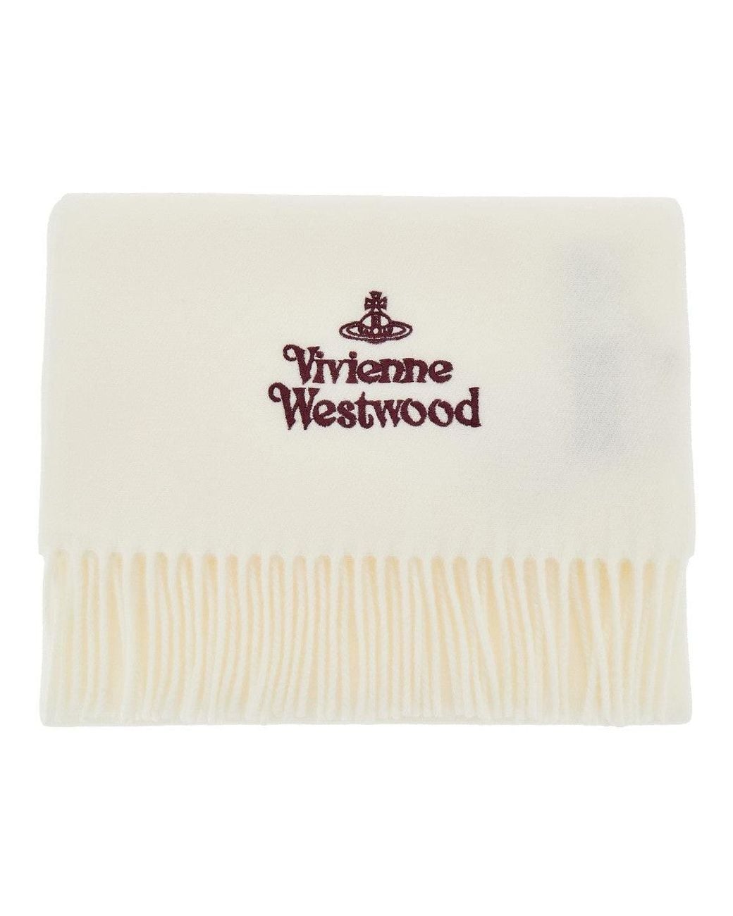 Vivienne Westwood White Logo Embroidery Scarf