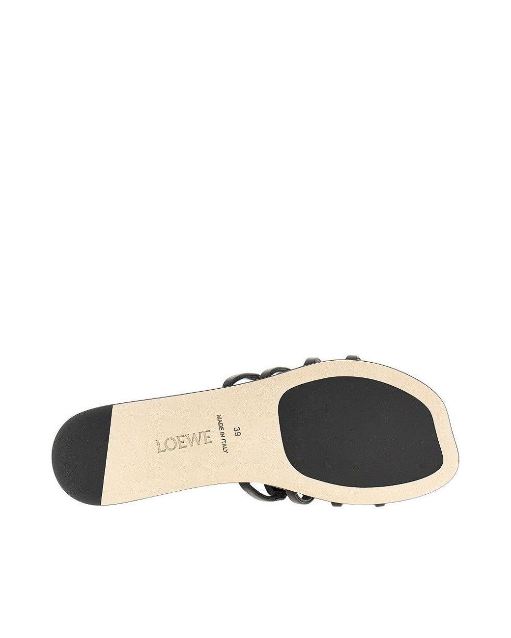 Loewe Black 'Anagram Petal' Leather Slides