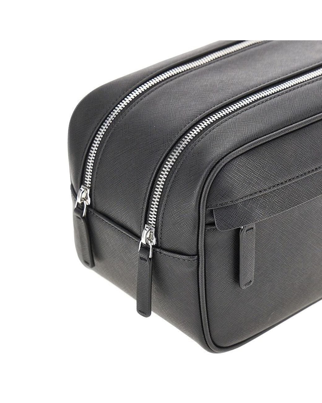 Emporio Armani Black Faux Saffiano Leather Beauty Case for men