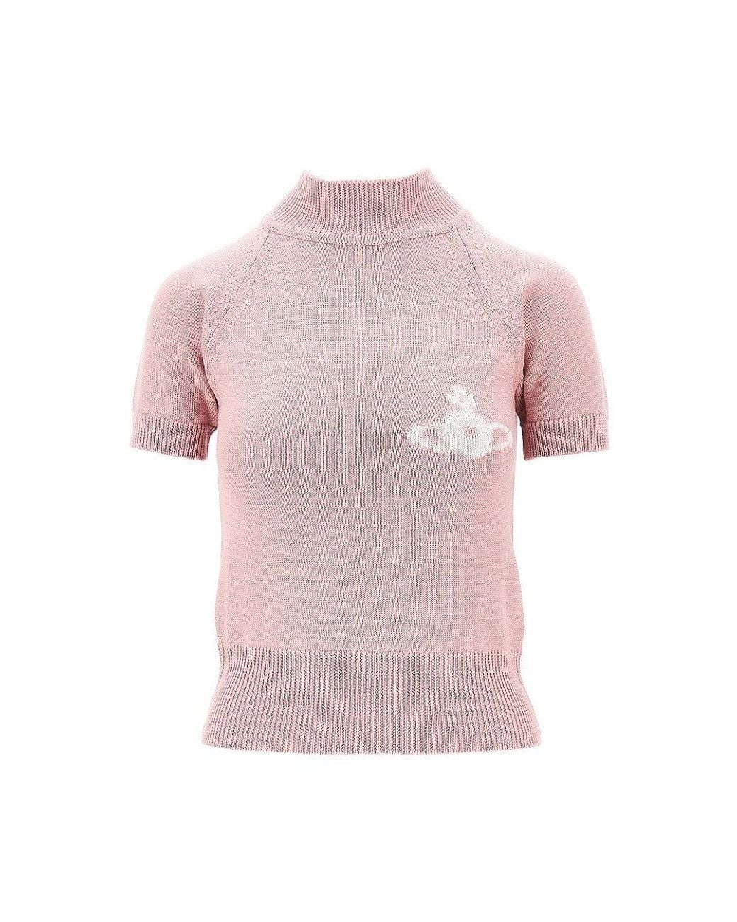 Vivienne Westwood Pink 'Bea' Turtleneck Knitted Top