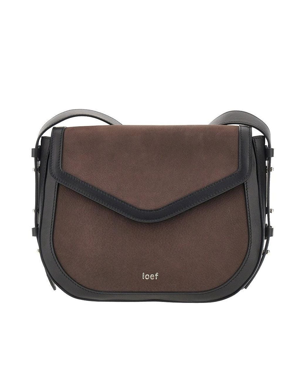 IOEF Brown Nubuck Leather 'Arc' Crossbody Bag