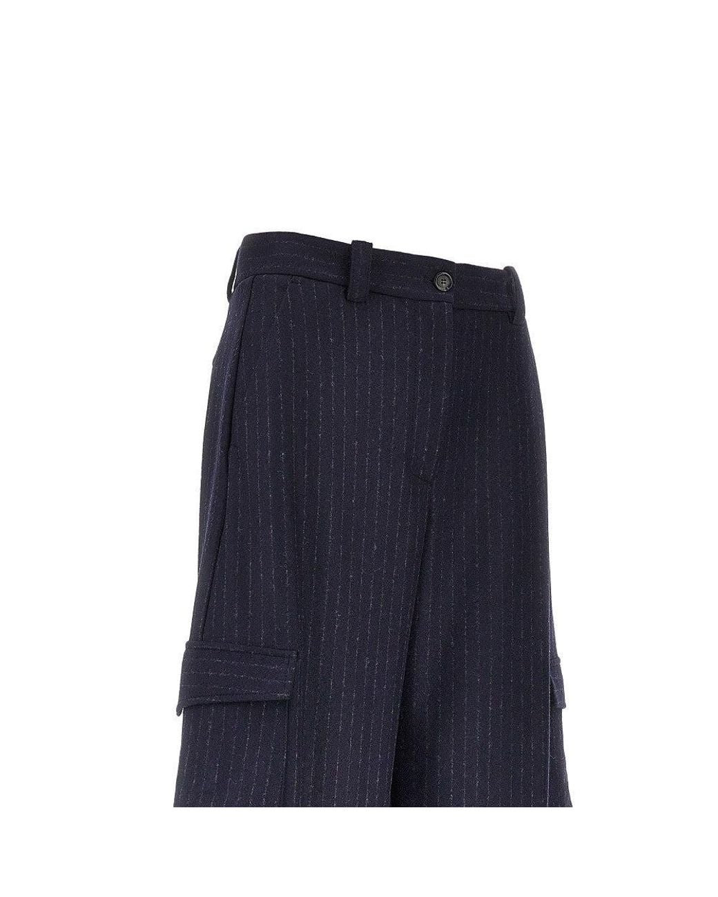 Pinko Blue Pinstriped Flannel Cargo Pants