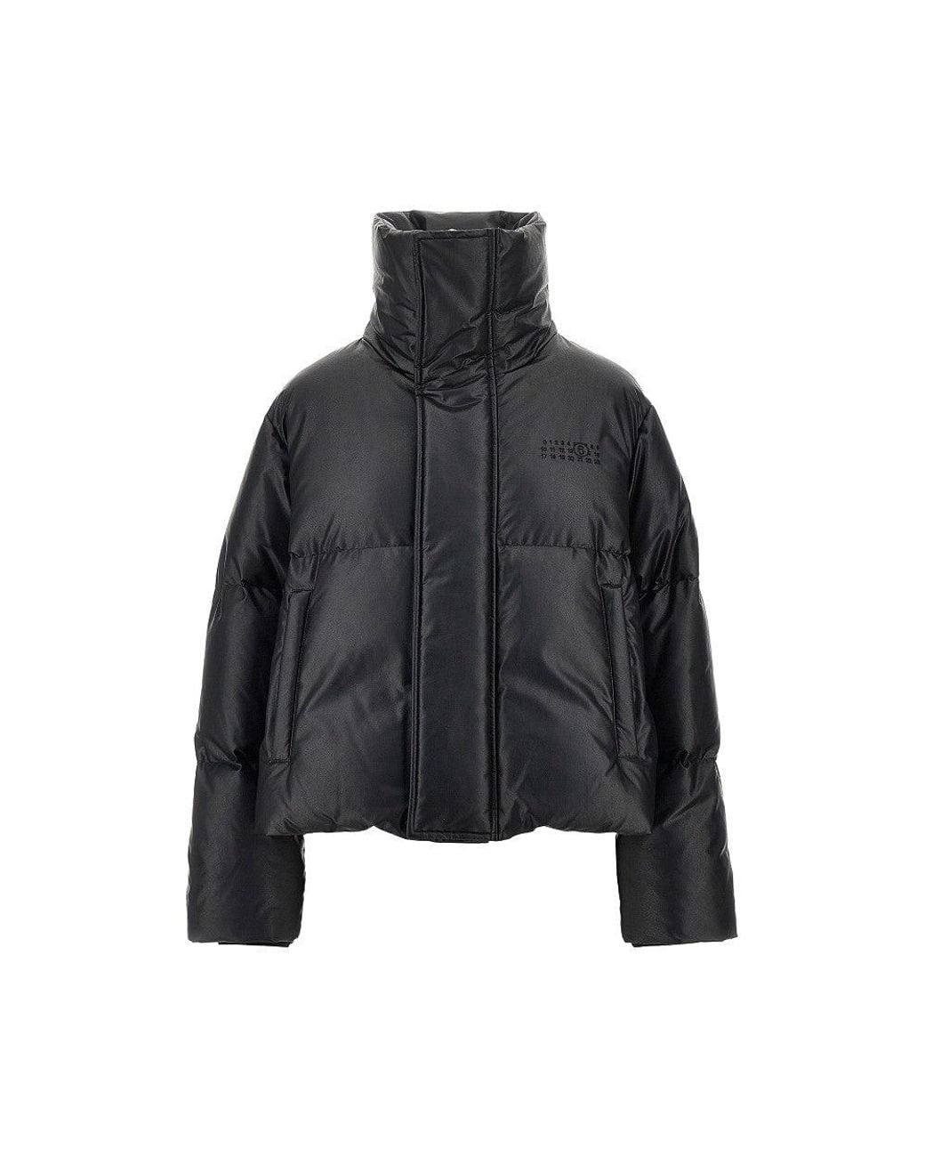 MM6 by Maison Margiela Black Faux Leather Down Jacket