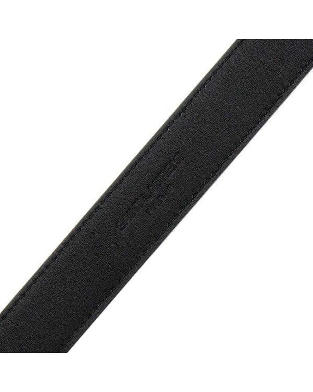 Saint Laurent Black Ysl Detail Leather Belt