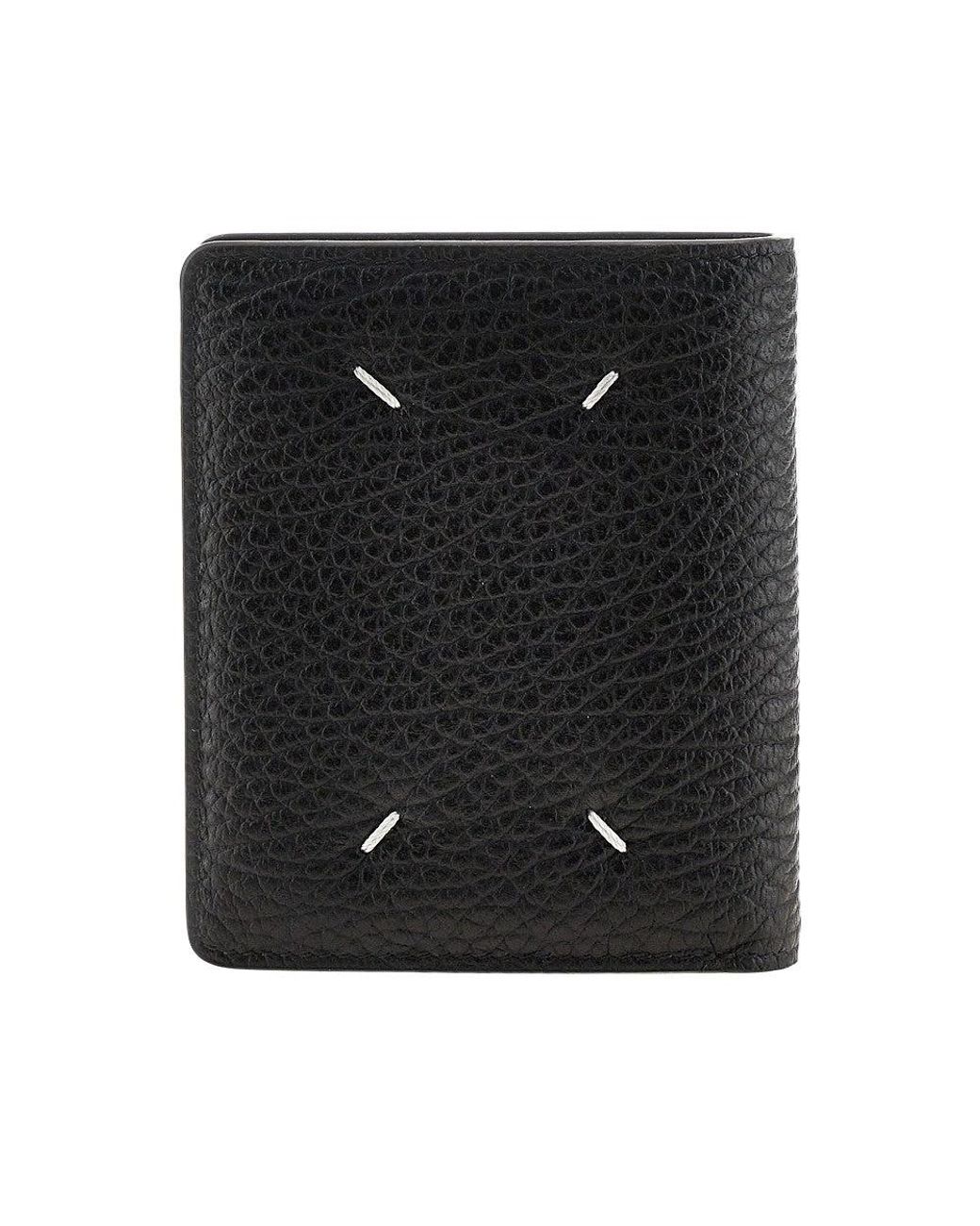 Maison Margiela Black 'Four Stitches' Grained Leather Wallet for men