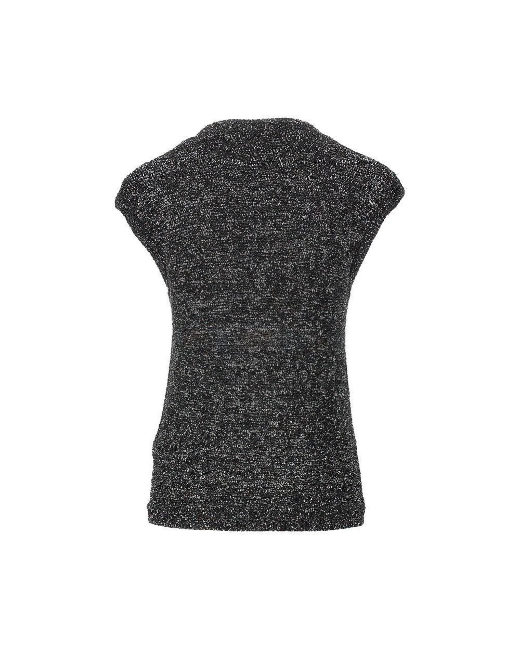 Emporio Armani Black Sequinned Knit Top