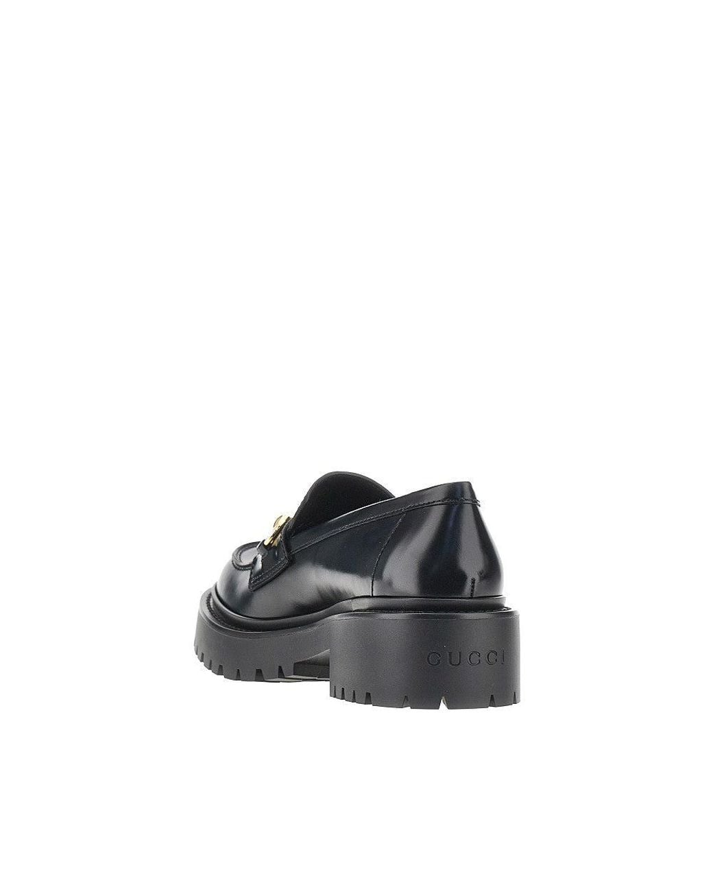 Gucci Blue Lug Sole Leather Loafers With Horsebit