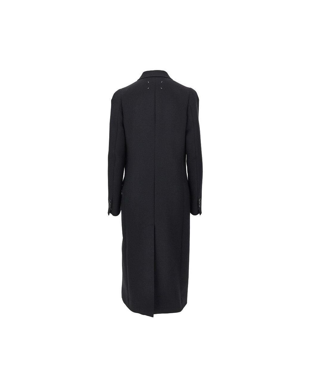 Maison Margiela Black 'Stockman Shoulder' Long Wool Coat