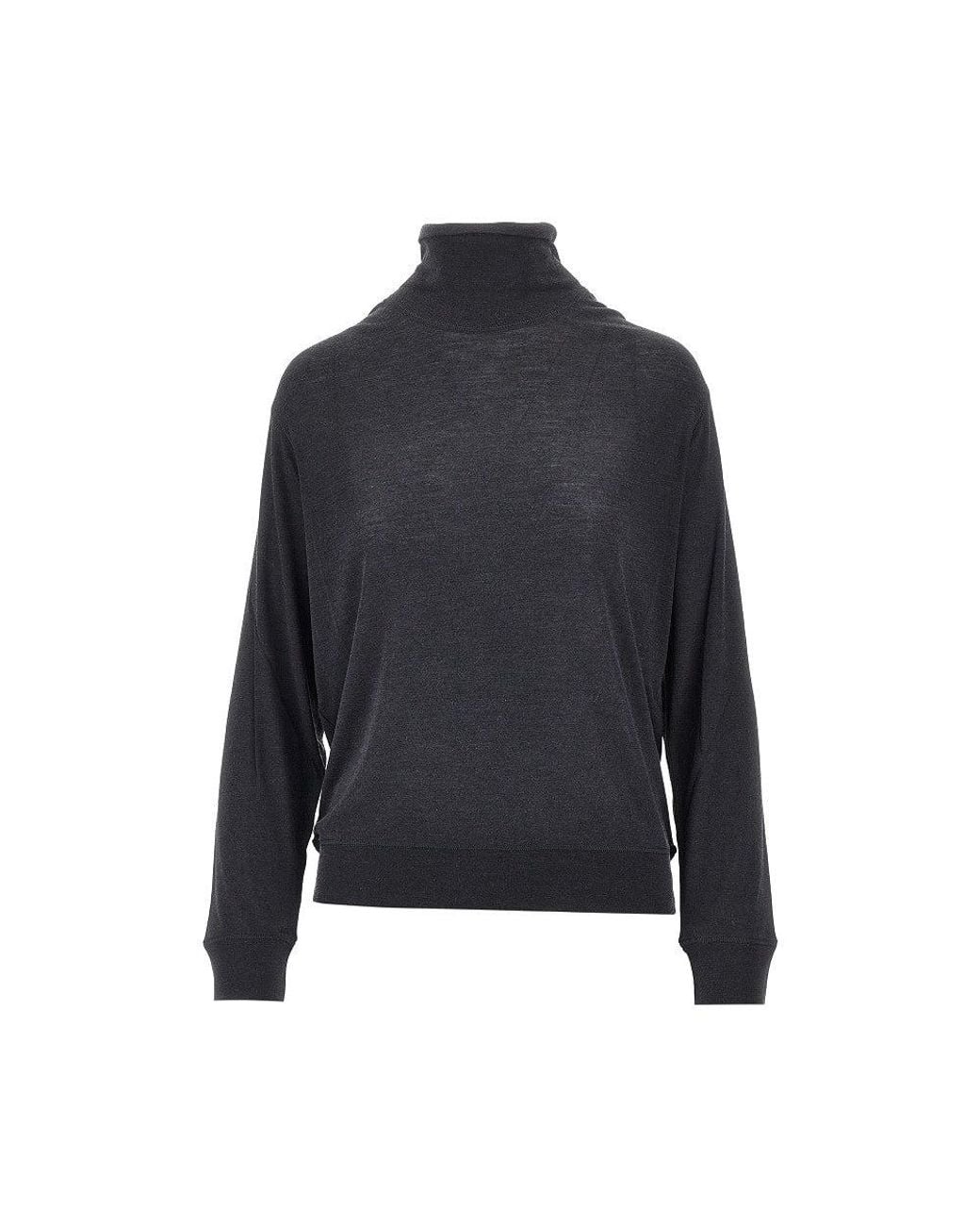 Khaite Blue Wool And Silk Jersey Mock-Neck Top