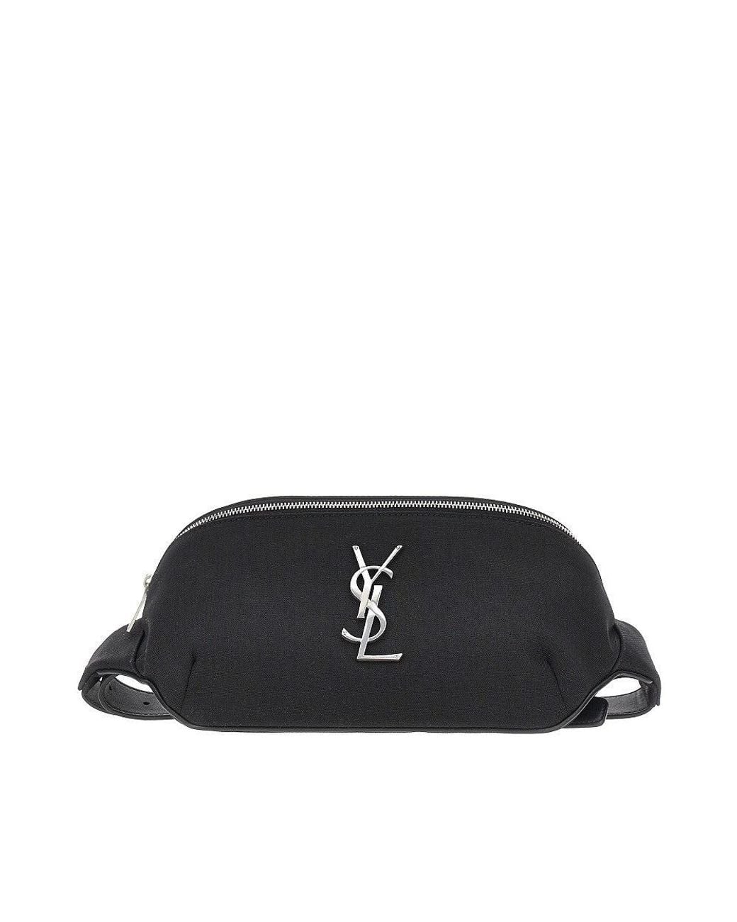 Saint Laurent Black 'Cassandre' Canvas Belt Bag for men