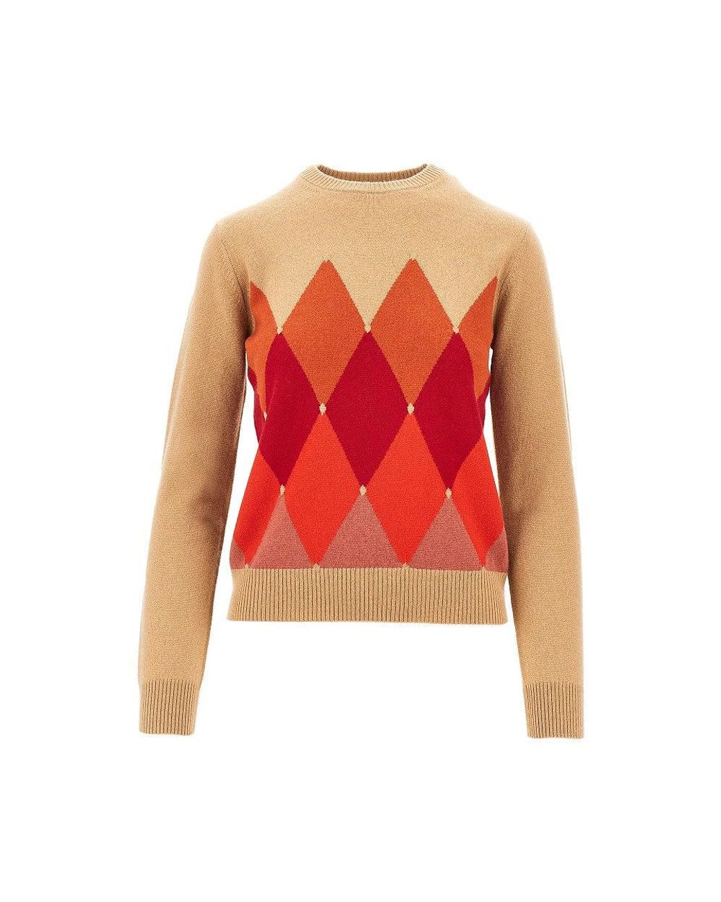 Ballantyne Red Cashmere Lozenge Sweater