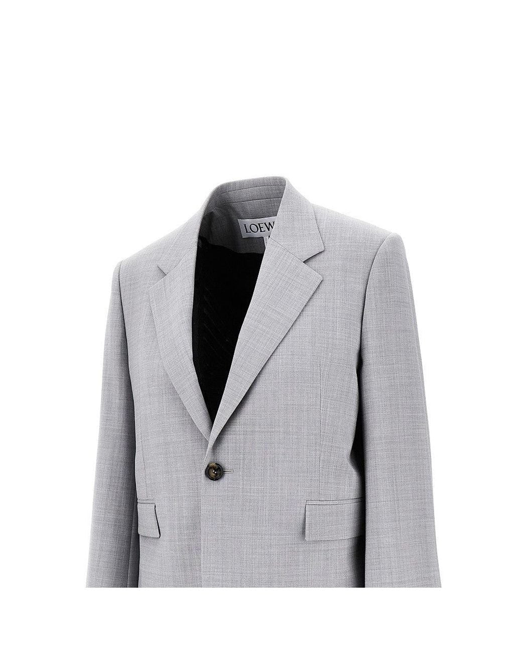 Loewe Gray Single-Breasted Jacket With Wide Sleeves