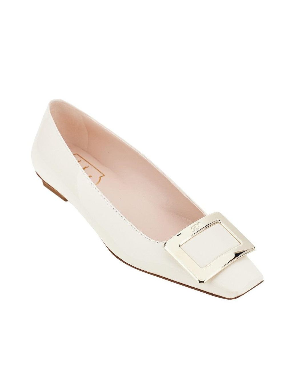 Roger Vivier Natural 'Belle Vivier' Patent Leather Ballerinas 38