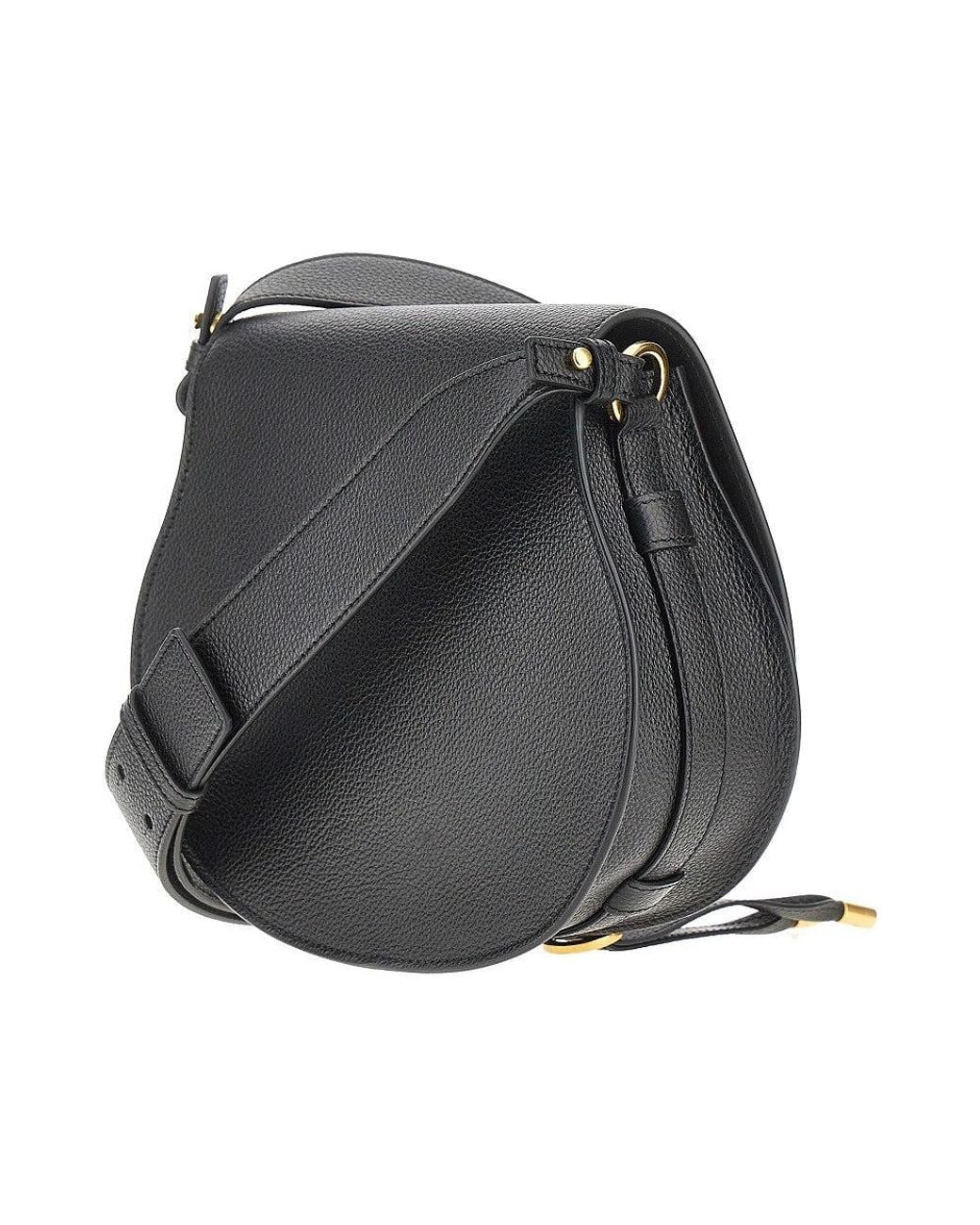 Chloé Gray Grained Leather 'Marcie' Saddle Bag