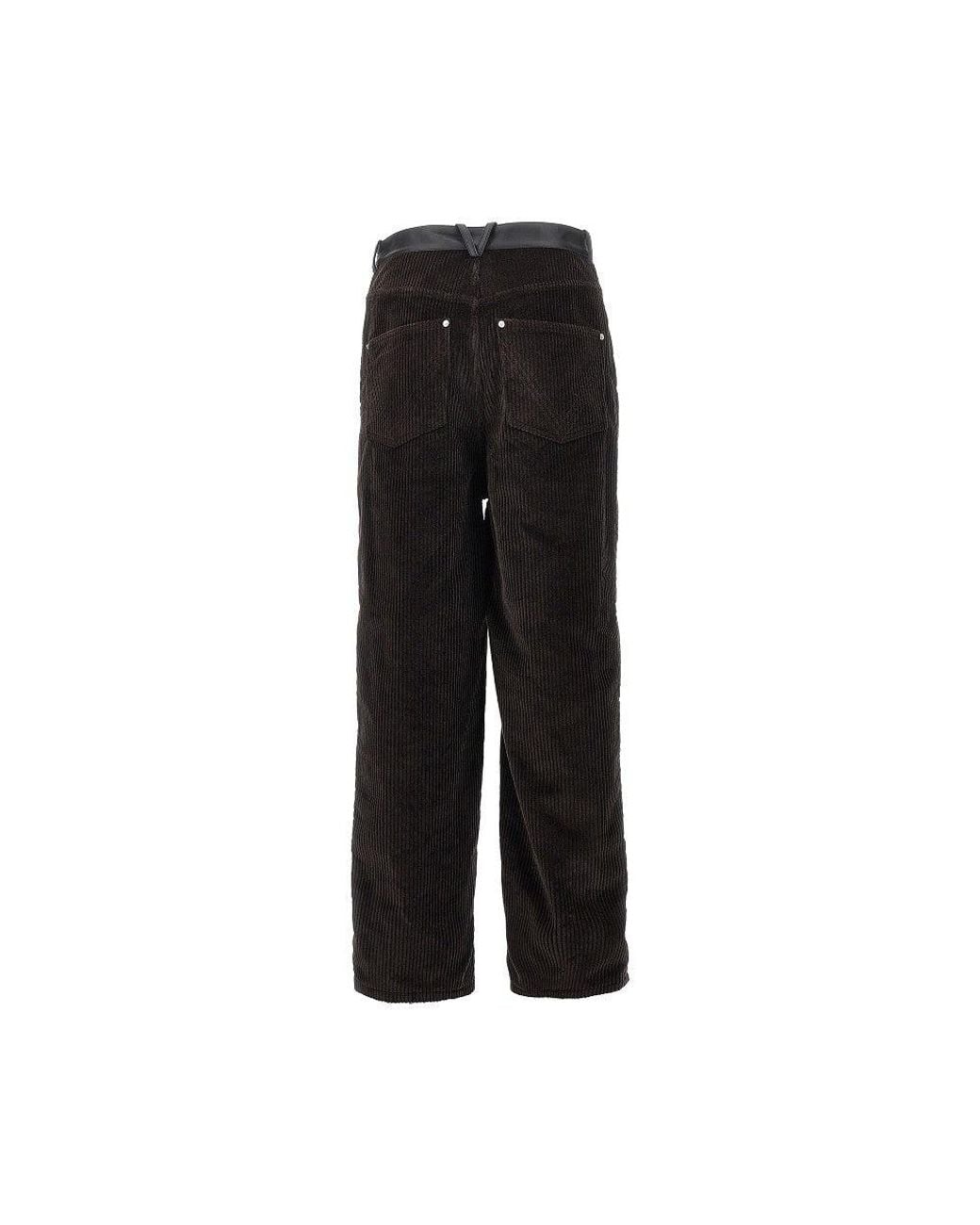 Bottega Veneta Black Corduroy Pants With Nappa Details for men
