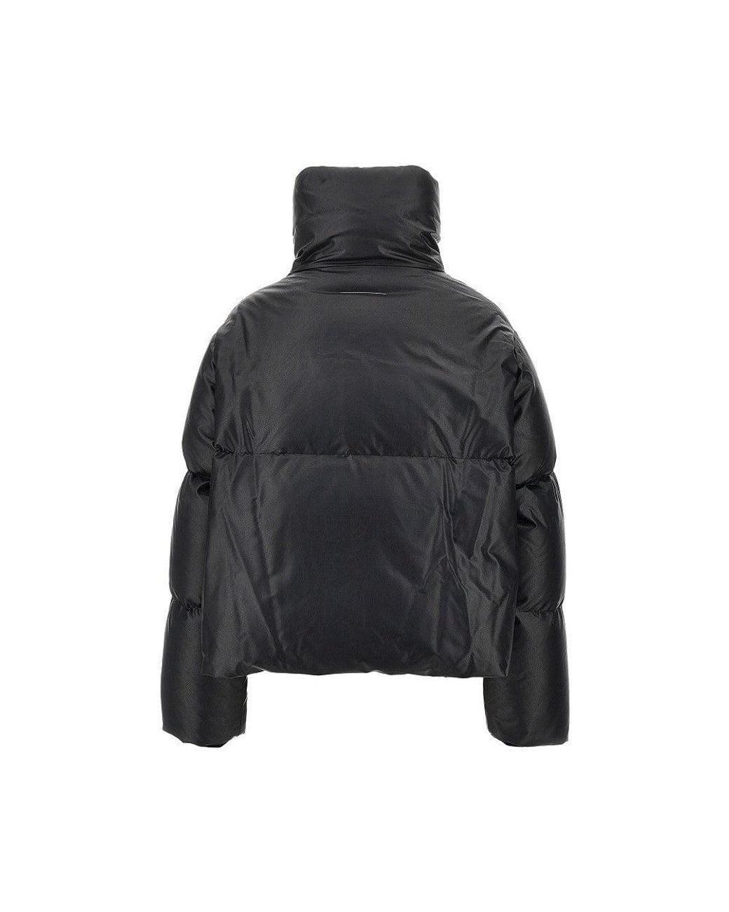 MM6 by Maison Margiela Black Faux Leather Down Jacket