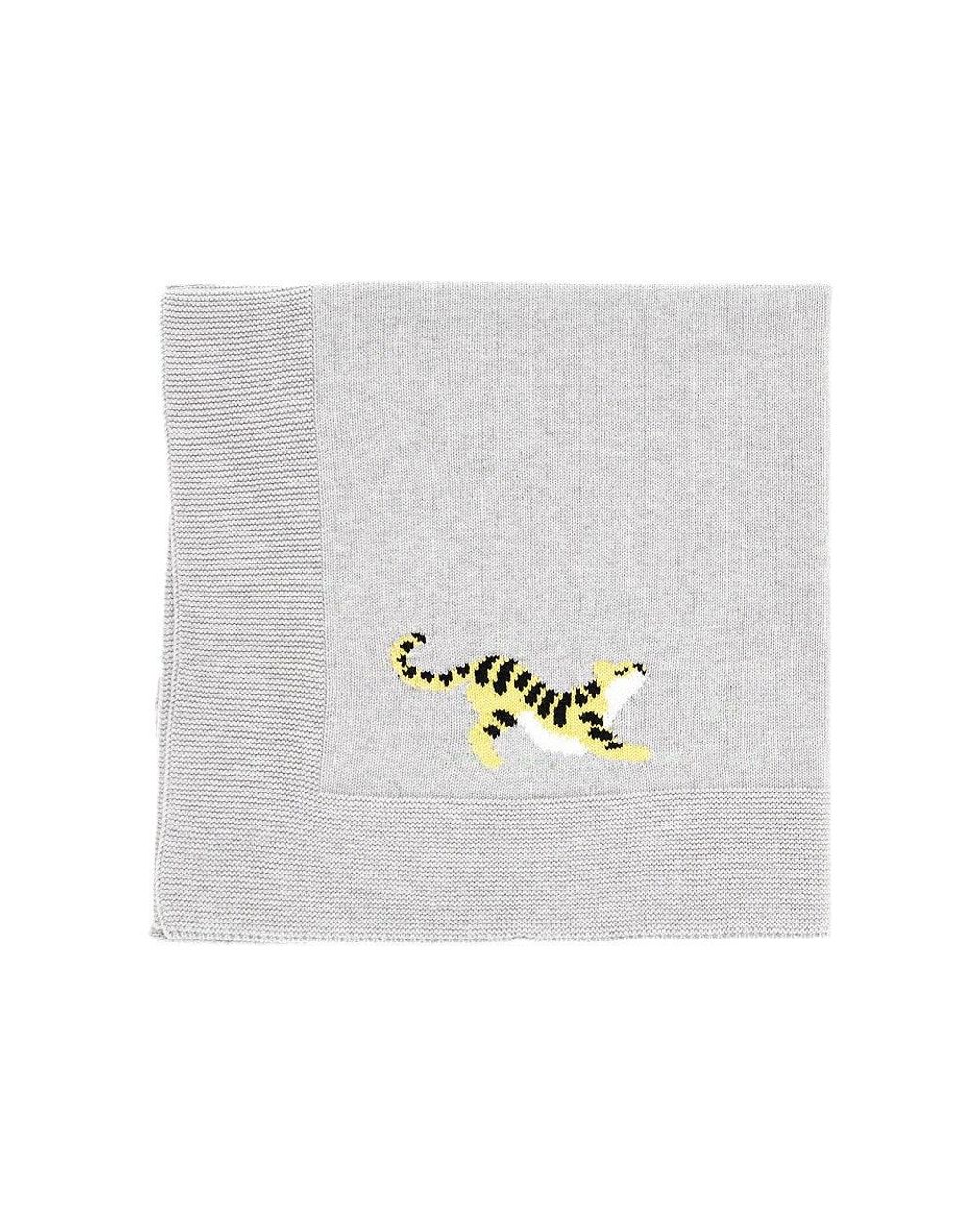 Stella McCartney White Tigers Intarsia Cotton Blanket Kids for men