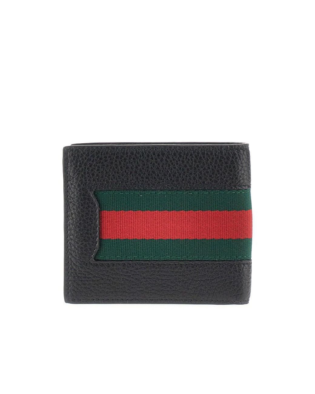 Gucci Red Web Intarsia Leather Bi-Fold Wallet for men