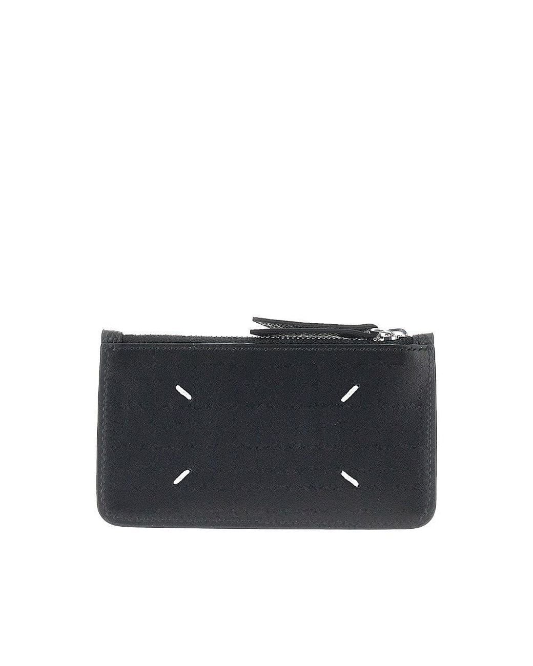 Maison Margiela Blue 'Four Stitches' Leather Coin-Holder Pouch