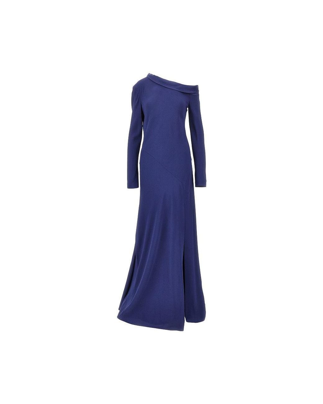 Alberta Ferretti Blue Asymmetrical Neckline Long Dress