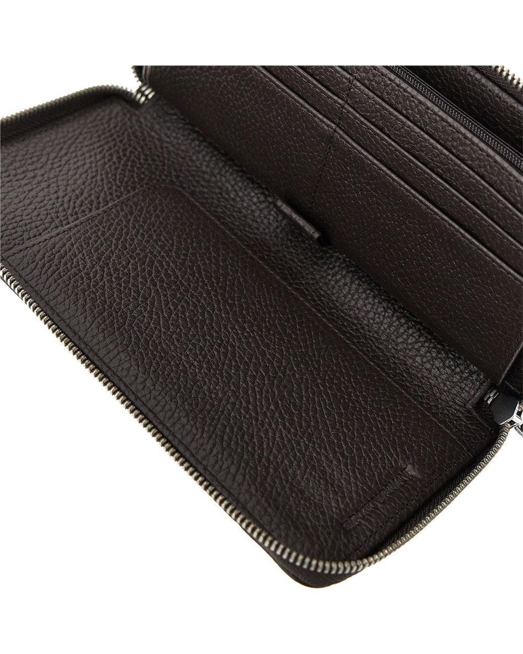Emporio Armani Black Grained Leather Zip-Around Wallet for men