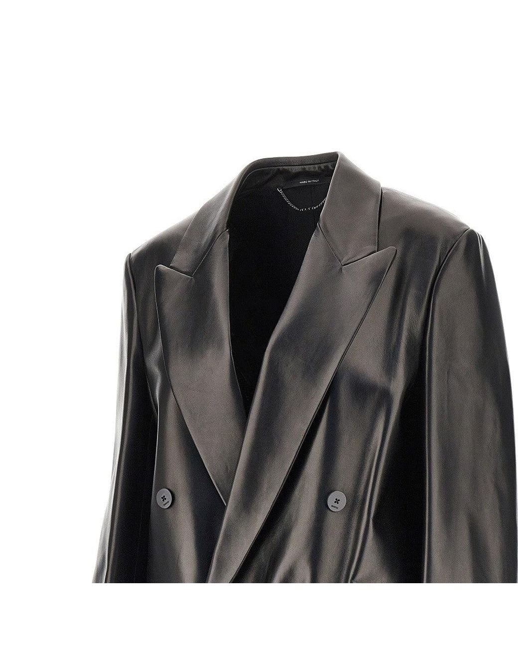Gucci Black Nappa Leather Double-Breasted Jacket