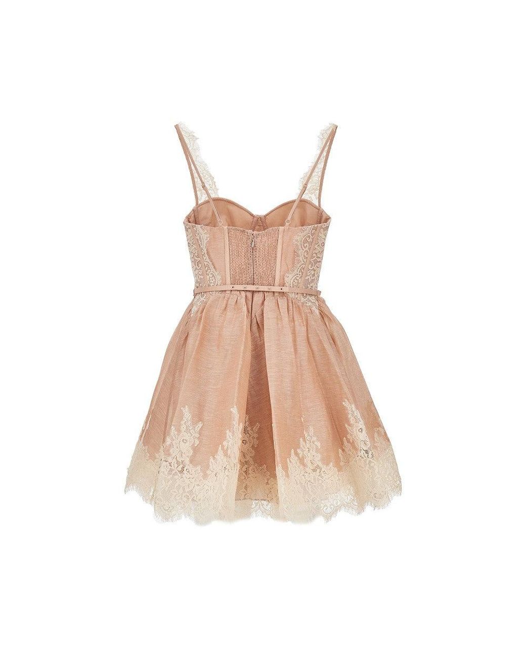 Zimmermann Natural 'Valiant' Lace Trim Organdy Mini Dress