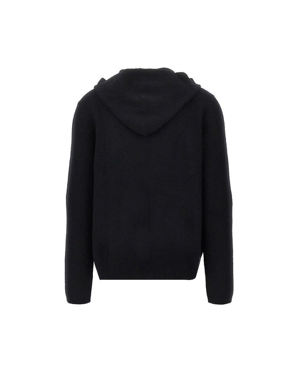 Rick Owens Black Knitted Full-Zip Hoodie for men