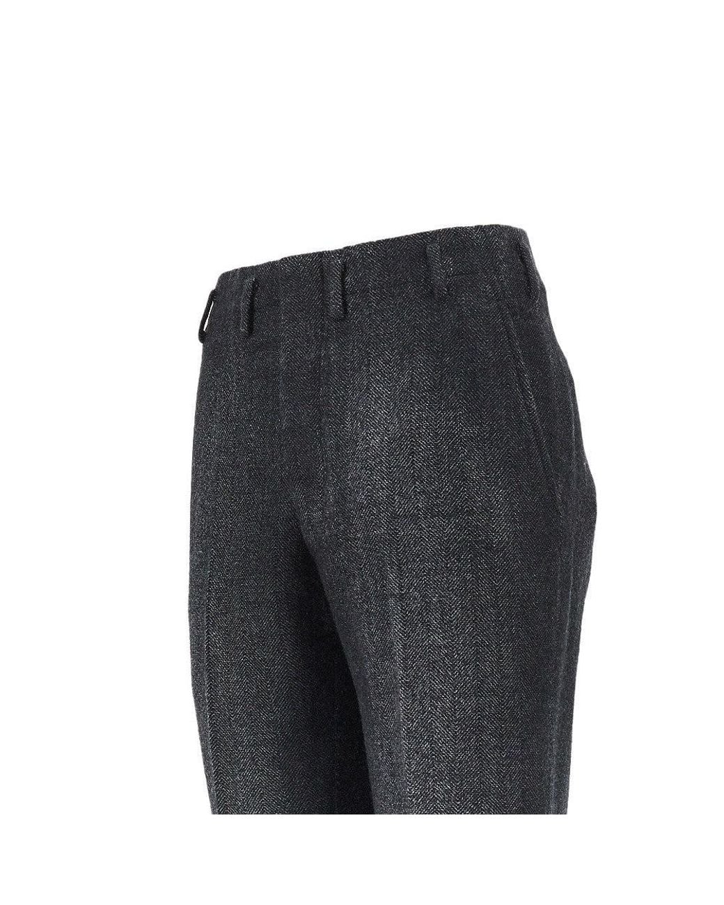 Prada Black Chevron Wool Pants for men