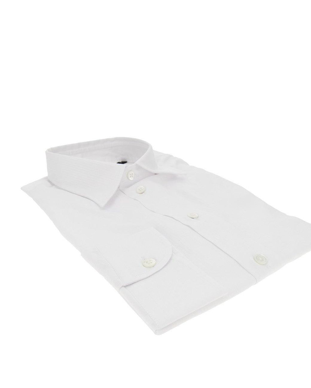 Emporio Armani White Micro-Textured Cotton Shirt for men