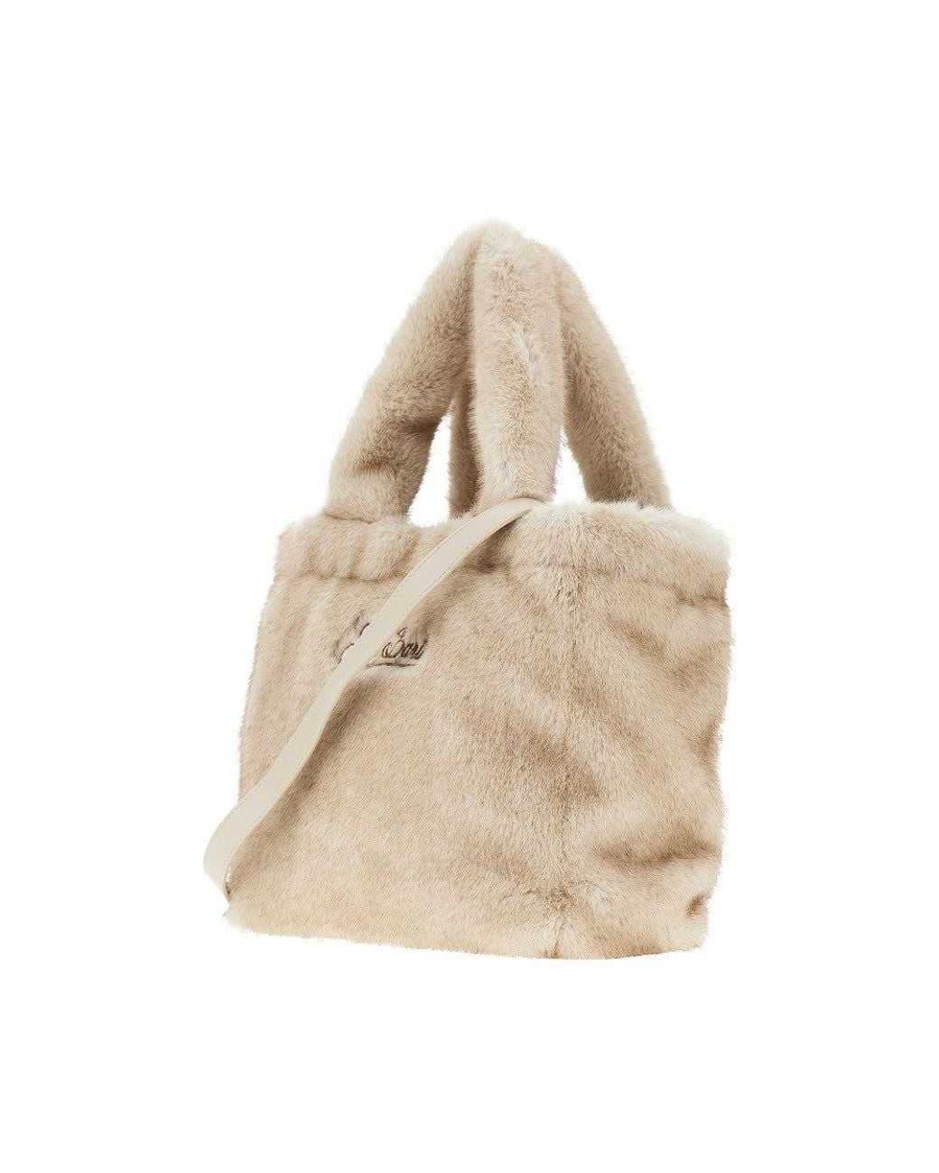 Mc2 Saint Barth Natural 'Colette' Faux Fur Bag