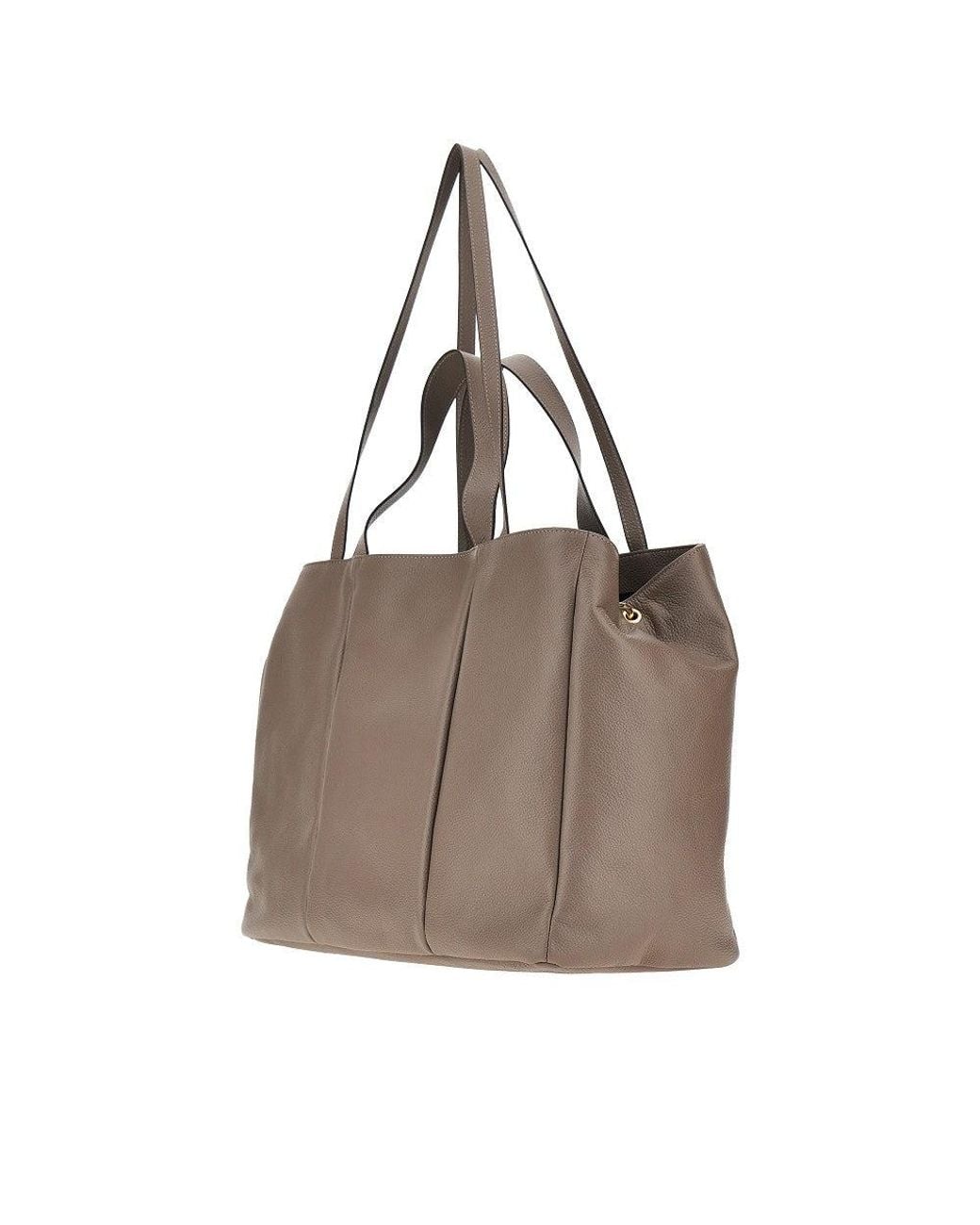 IOEF Brown Grained Leather 'Daisy' Shopping Bag