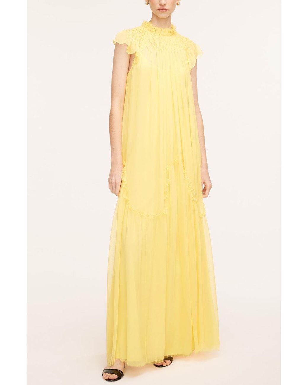 Rebecca Taylor Smocked Chiffon Dress in Yellow
