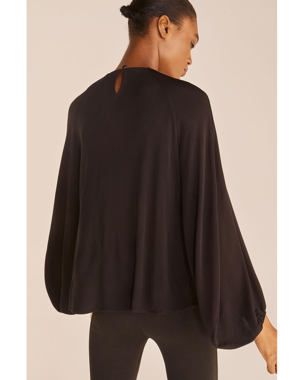 Rebecca Taylor Twist Front Knit Blouse in Black - Lyst