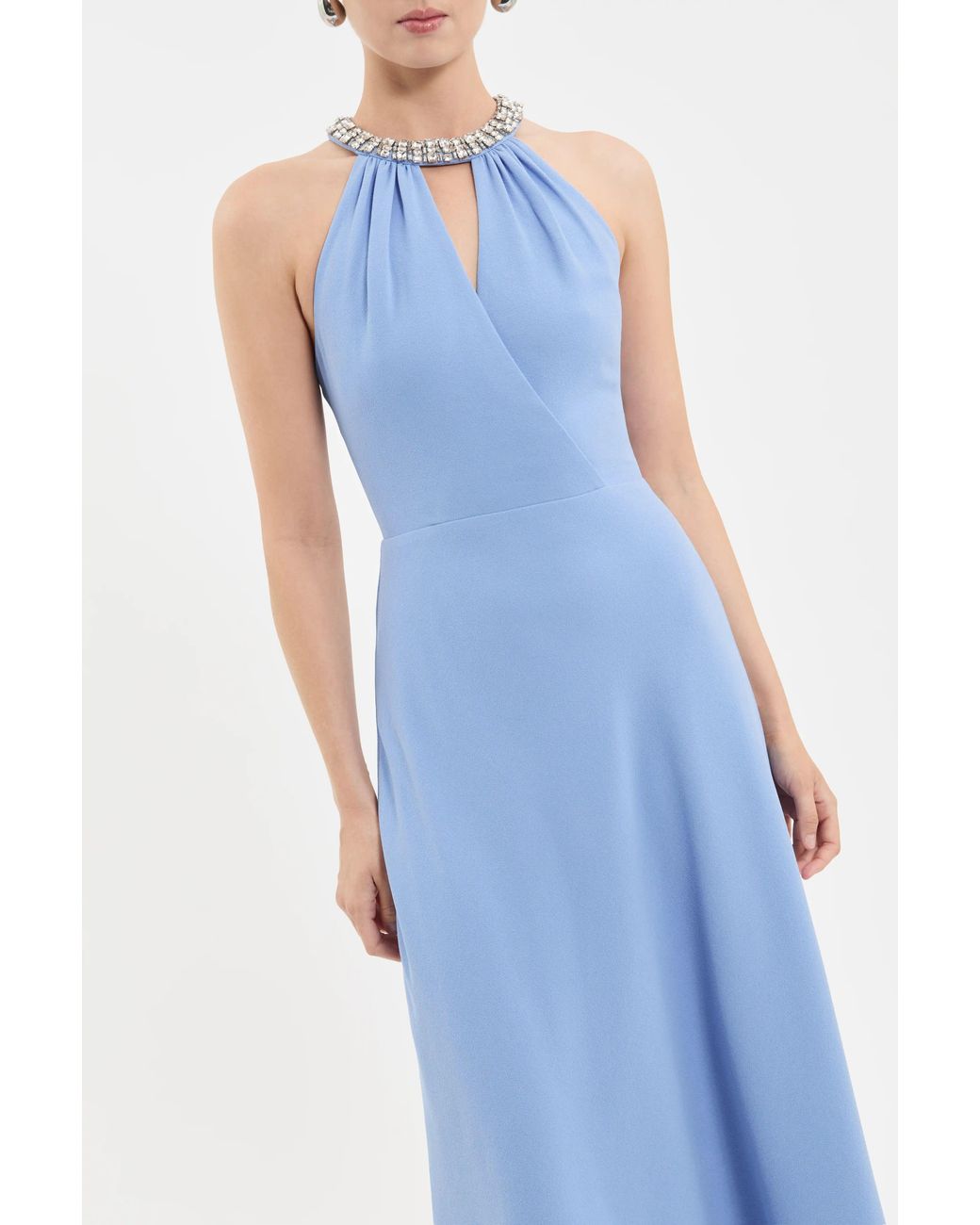 Rebecca Vallance Blue Gimlet Halter Midi Dress